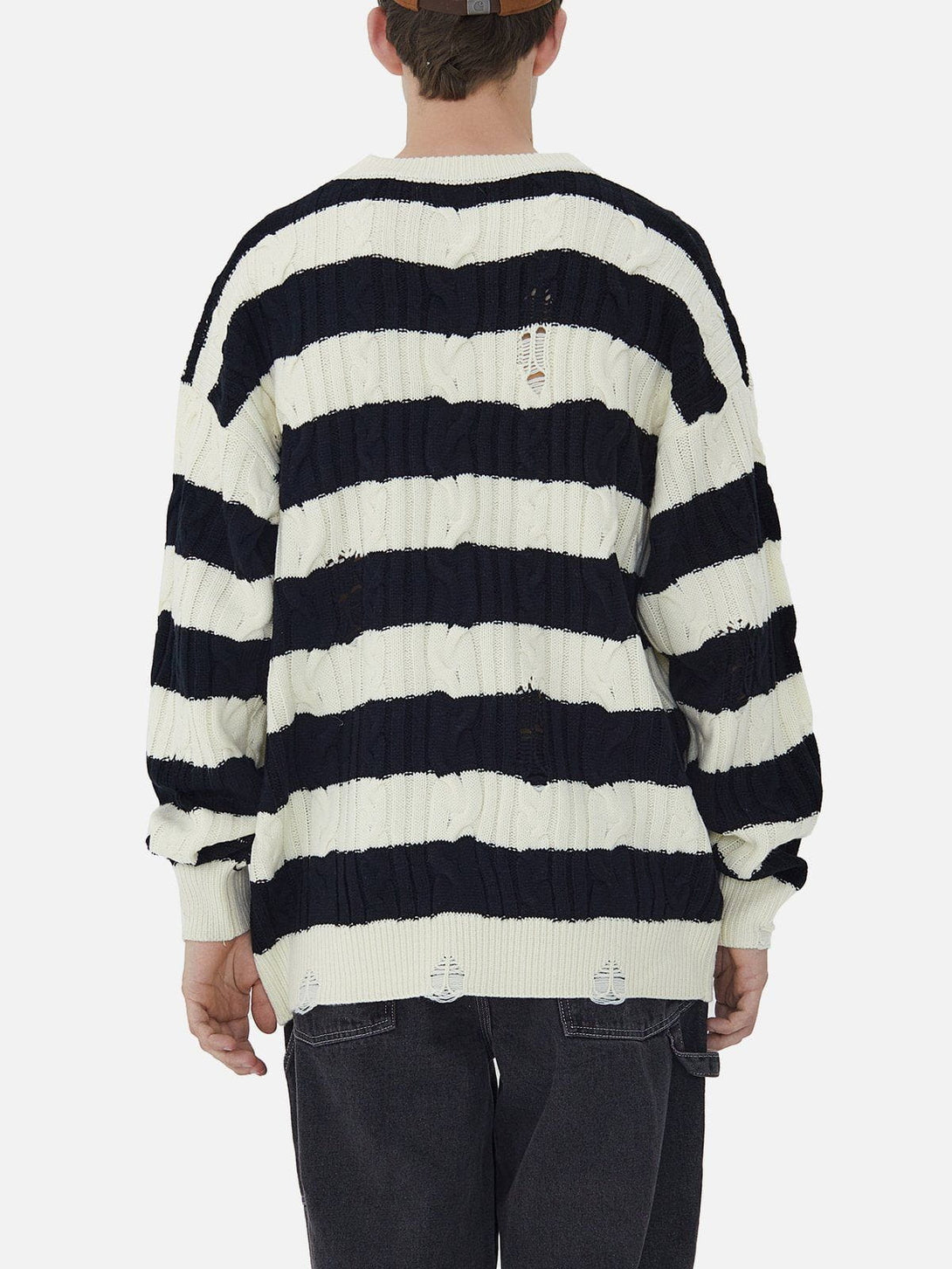 Ellesey - Torn Stripe Collision Color Sweater-Streetwear Fashion - ellesey.com