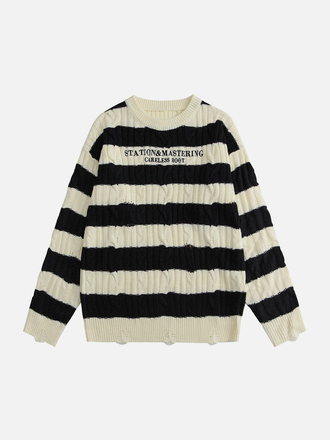 Ellesey - Torn Stripe Collision Color Sweater-Streetwear Fashion - ellesey.com