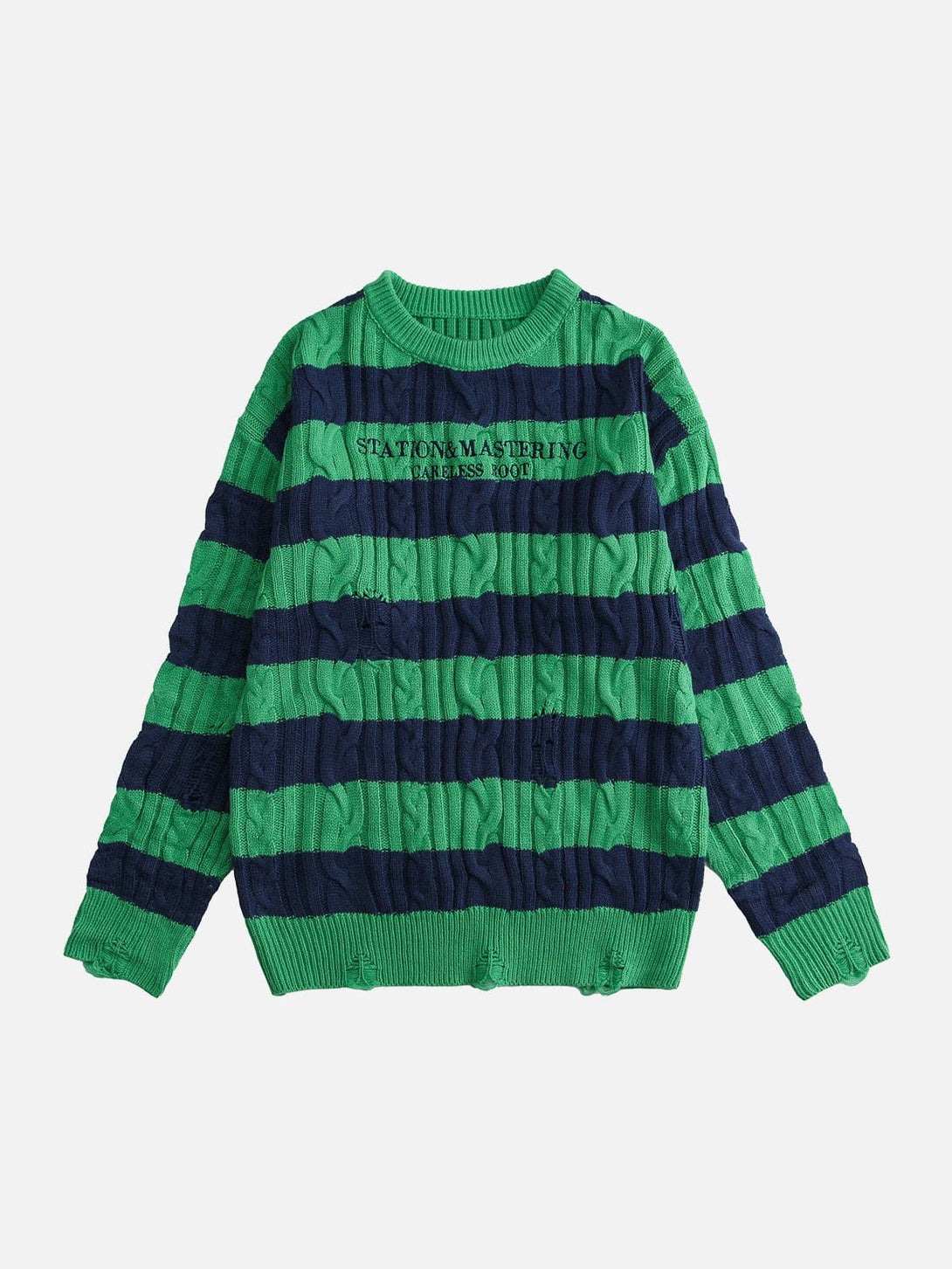 Ellesey - Torn Stripe Collision Color Sweater-Streetwear Fashion - ellesey.com