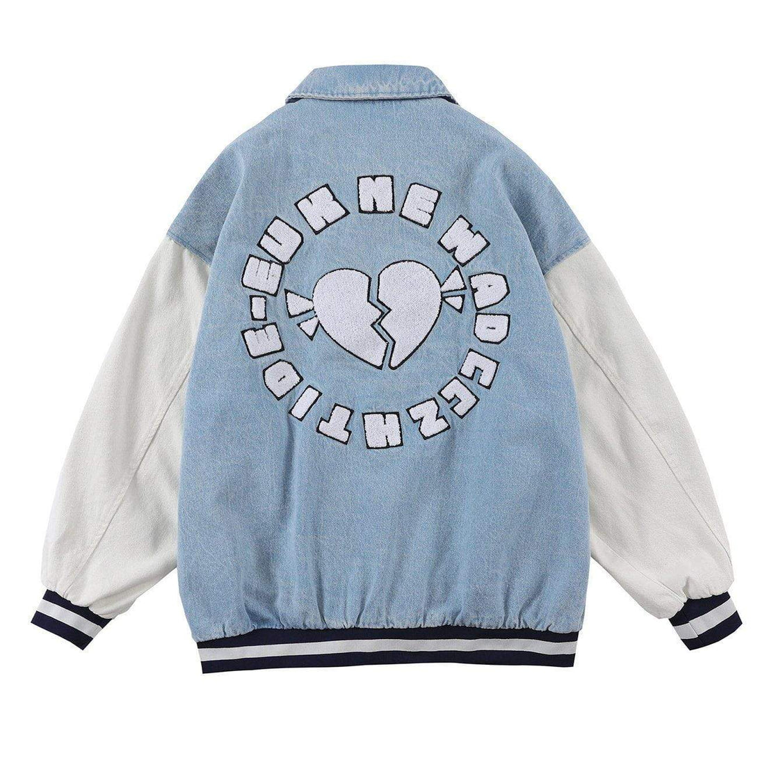 Ellesey - Towel Embroidered Heartbreak Varsity Jacket- Streetwear Fashion - ellesey.com