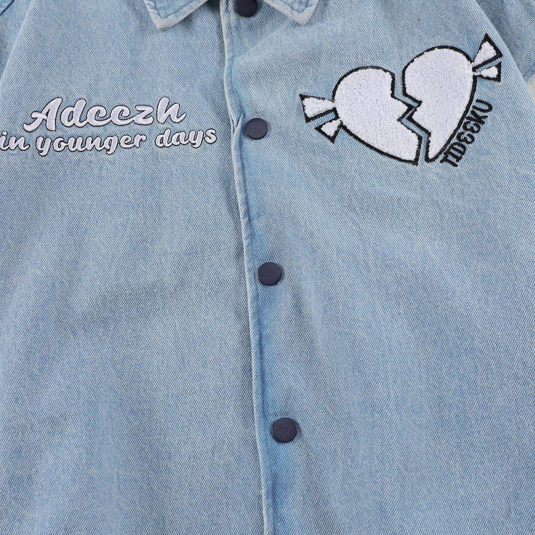 Ellesey - Towel Embroidered Heartbreak Varsity Jacket- Streetwear Fashion - ellesey.com