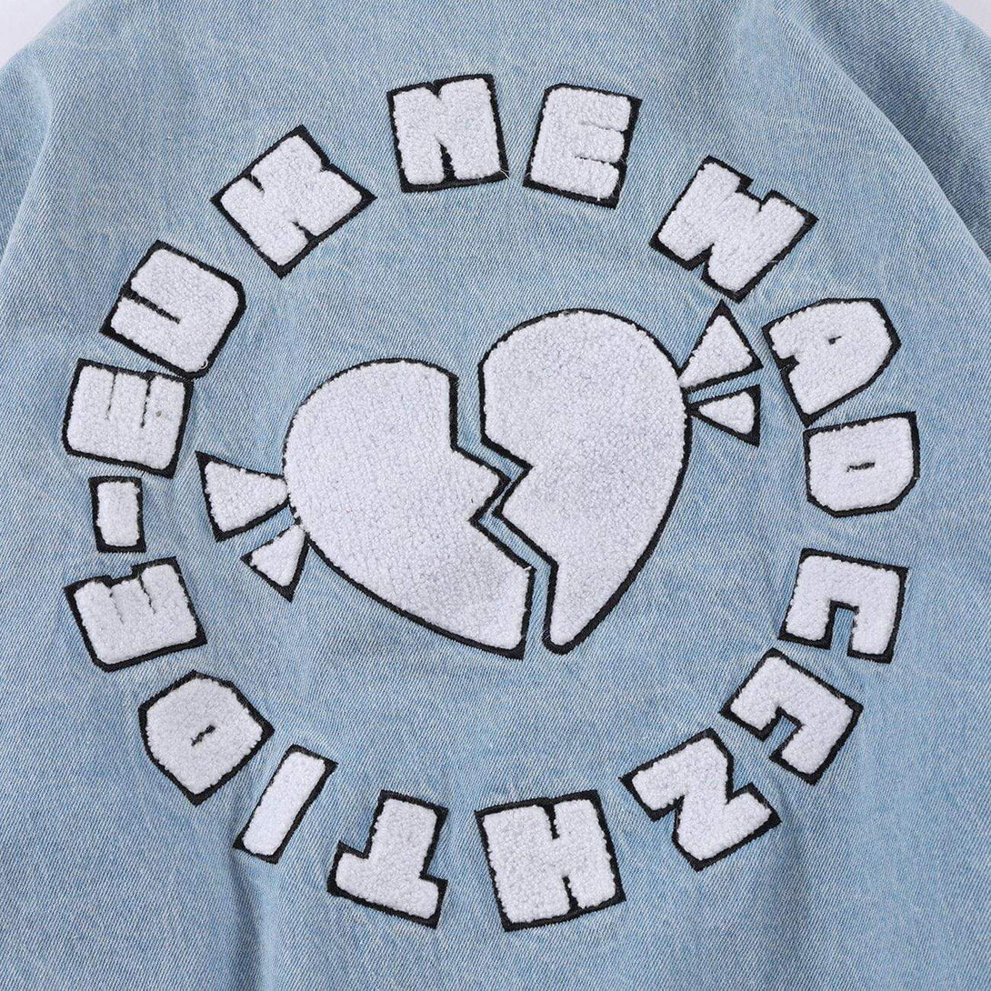 Ellesey - Towel Embroidered Heartbreak Varsity Jacket- Streetwear Fashion - ellesey.com