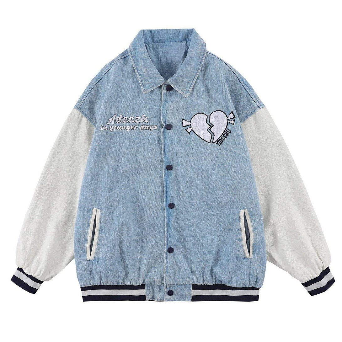 Ellesey - Towel Embroidered Heartbreak Varsity Jacket- Streetwear Fashion - ellesey.com