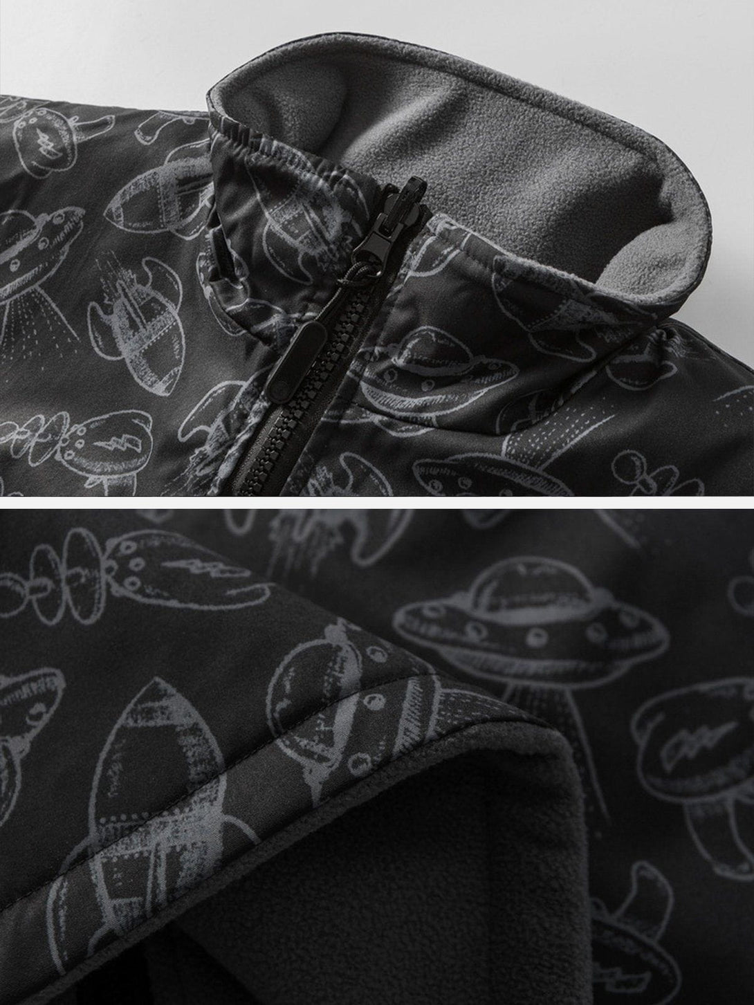 Ellesey - UFO Print Fleece Reversible Jacket- Streetwear Fashion - ellesey.com