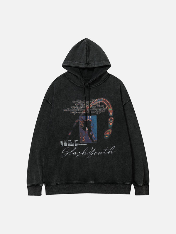 Ellesey - Vintage Blurred Print Washed Hoodie- Streetwear Fashion - ellesey.com