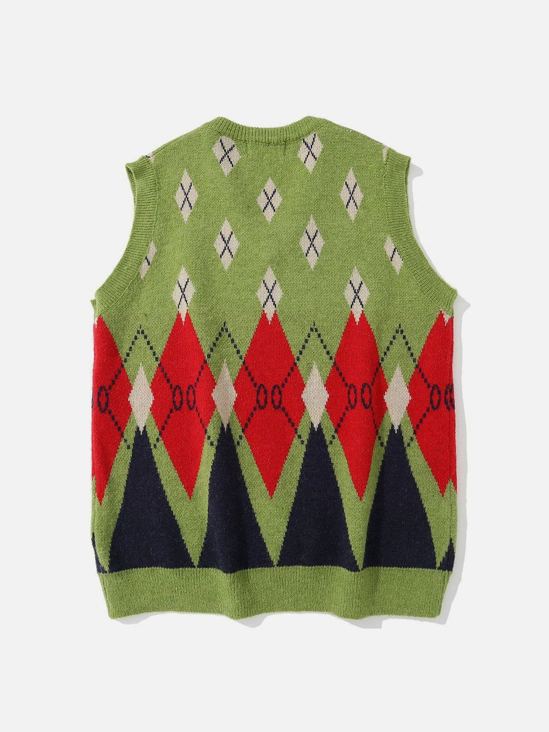 Ellesey - Vintage Diamond Pattern Knit Sweater Vest-Streetwear Fashion - ellesey.com