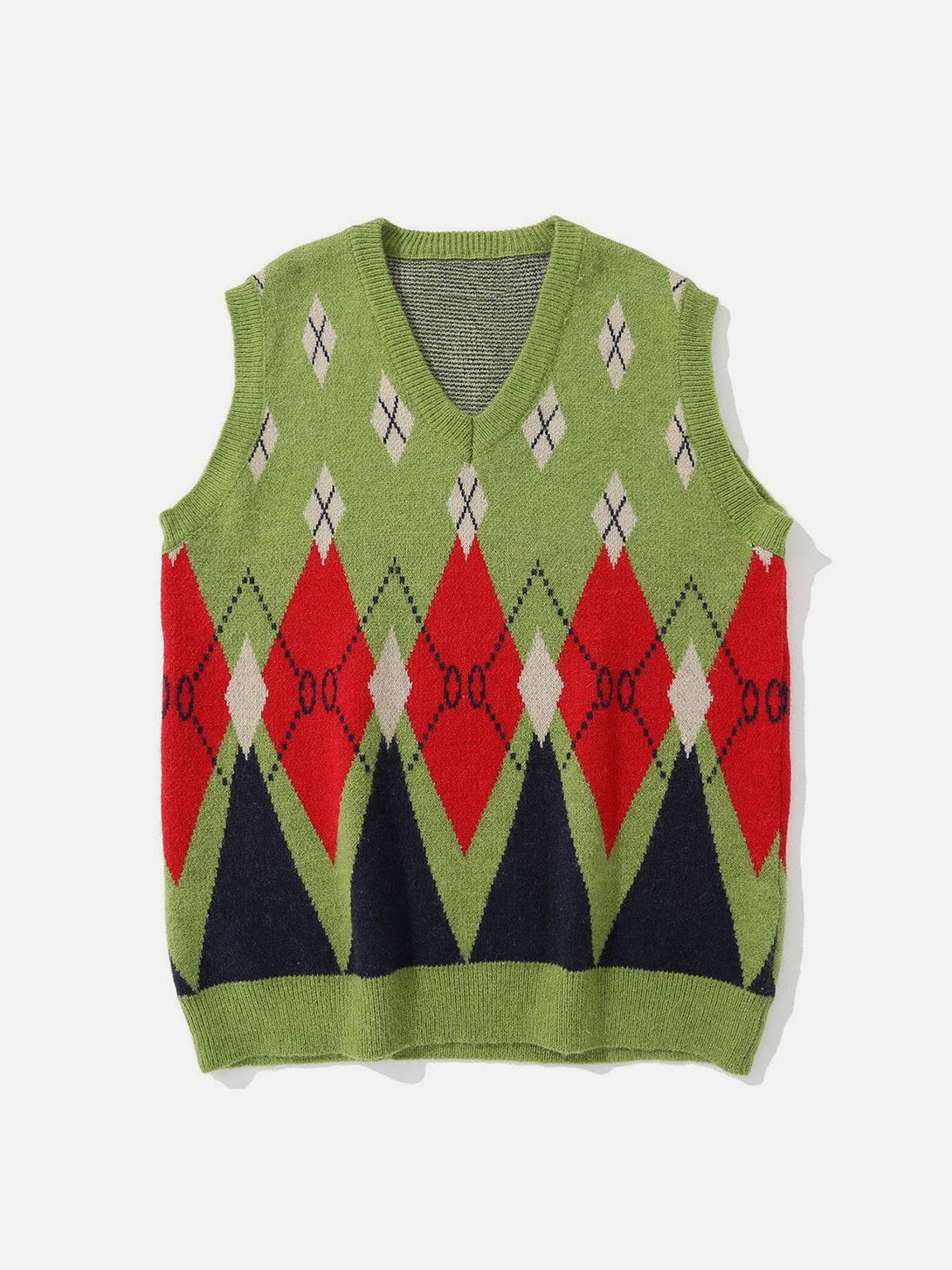 Ellesey - Vintage Diamond Pattern Knit Sweater Vest-Streetwear Fashion - ellesey.com