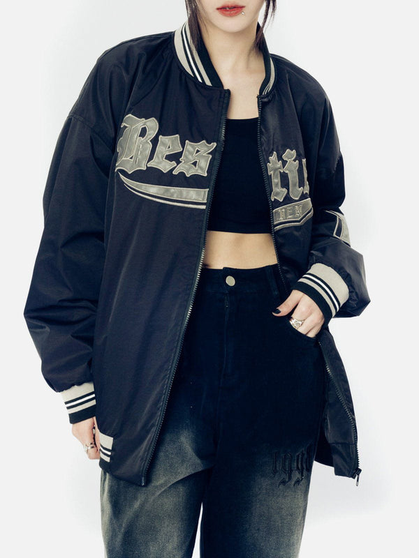 Ellesey - Vintage Embroidered Letters Varsity Jacket- Streetwear Fashion - ellesey.com