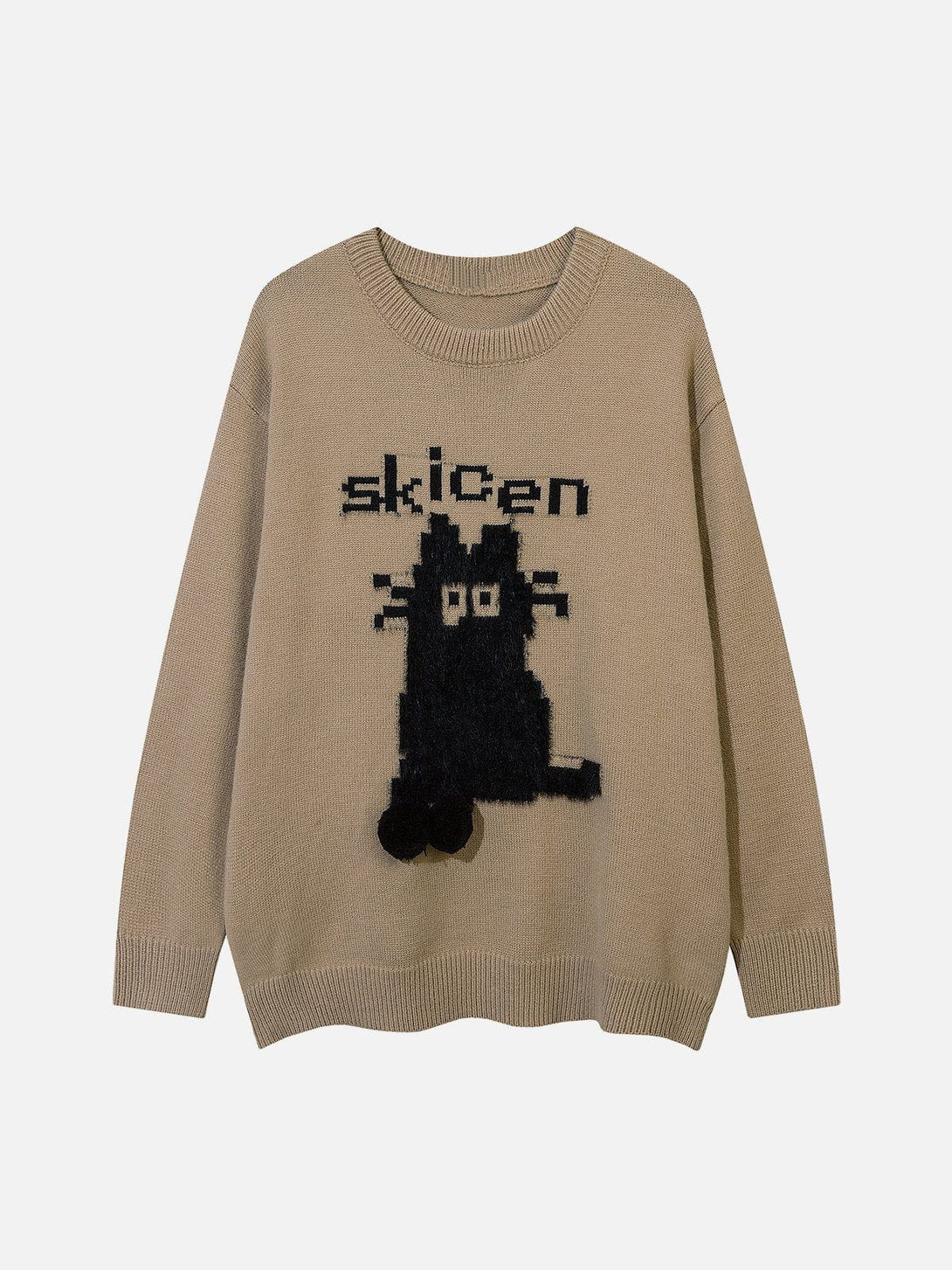 Ellesey - Vintage Flocked Cartoon Cat Sweater-Streetwear Fashion - ellesey.com