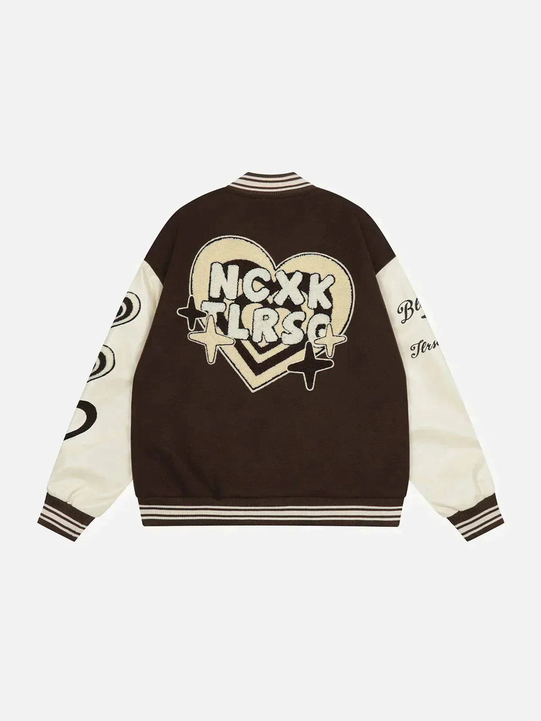 Ellesey - Vintage Heart Flock Embroidered Varsity Jacket- Streetwear Fashion - ellesey.com