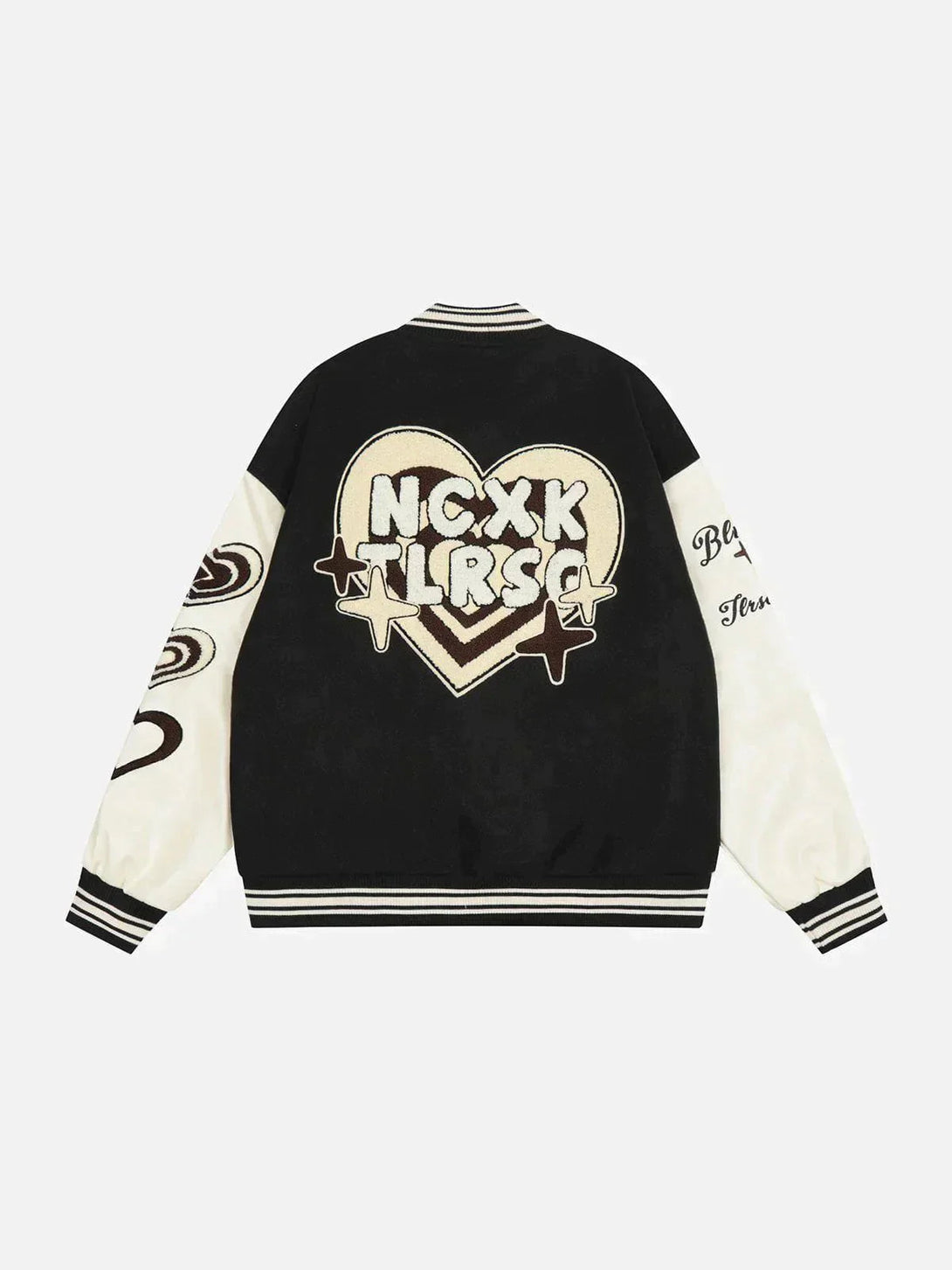 Ellesey - Vintage Heart Flock Embroidered Varsity Jacket- Streetwear Fashion - ellesey.com