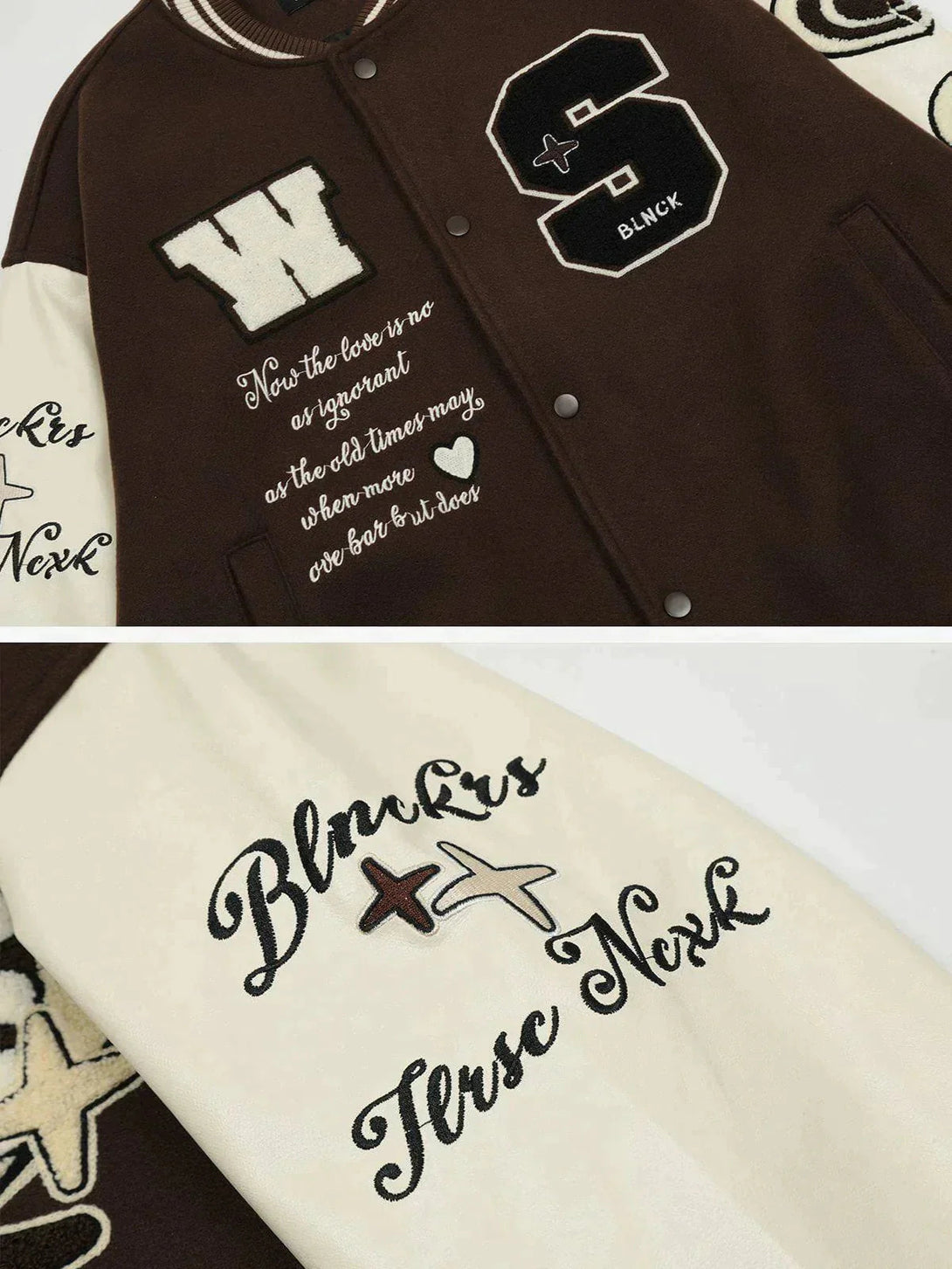 Ellesey - Vintage Heart Flock Embroidered Varsity Jacket- Streetwear Fashion - ellesey.com