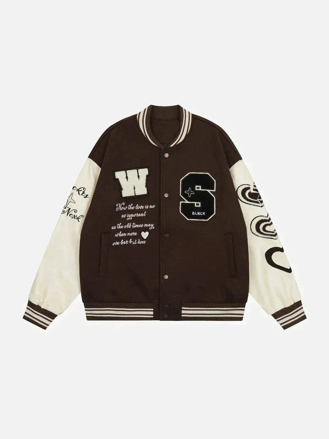 Ellesey - Vintage Heart Flock Embroidered Varsity Jacket- Streetwear Fashion - ellesey.com