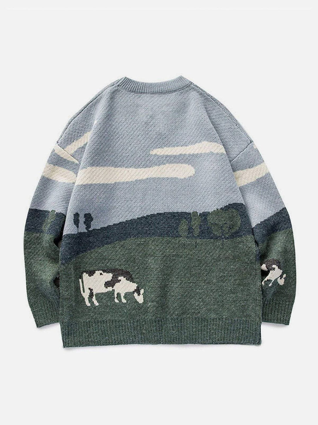 Ellesey - Vintage Prairie Cow Pattern Streetwear Sweater-Streetwear Fashion - ellesey.com