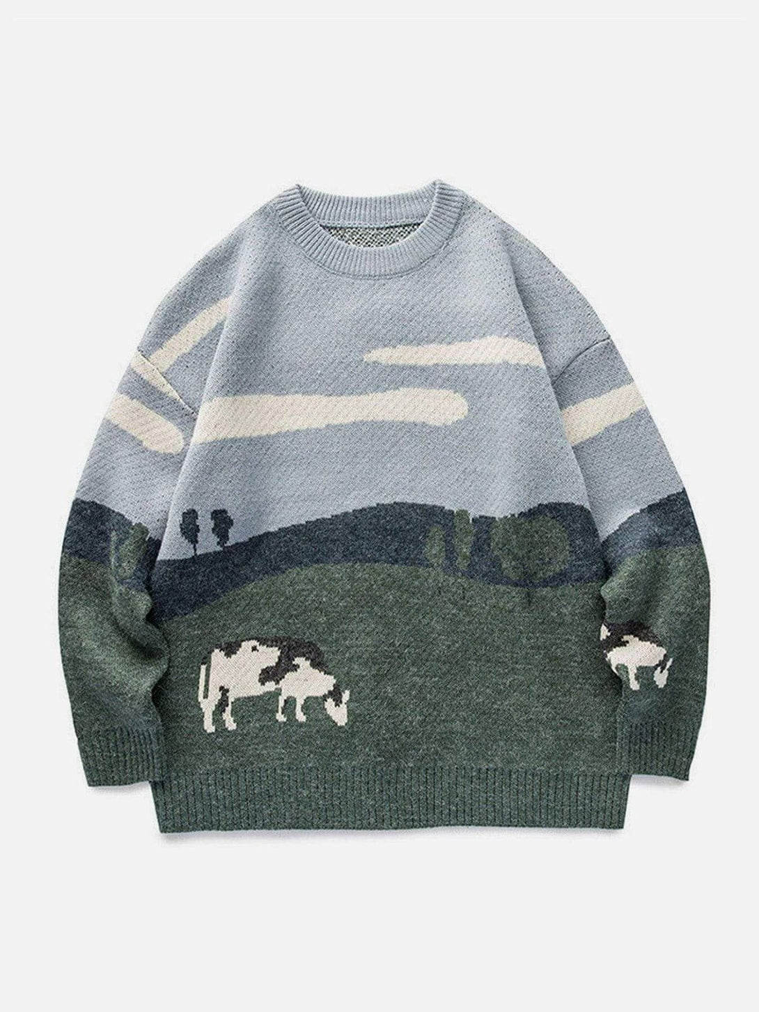 Ellesey - Vintage Prairie Cow Pattern Streetwear Sweater-Streetwear Fashion - ellesey.com