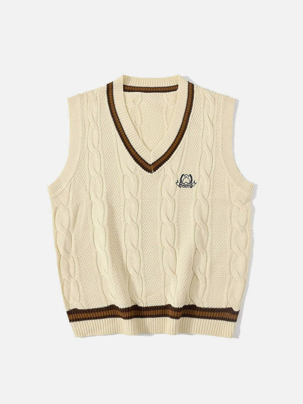 Ellesey - Vintage Preppy Style Knit Sweater Vest-Streetwear Fashion - ellesey.com