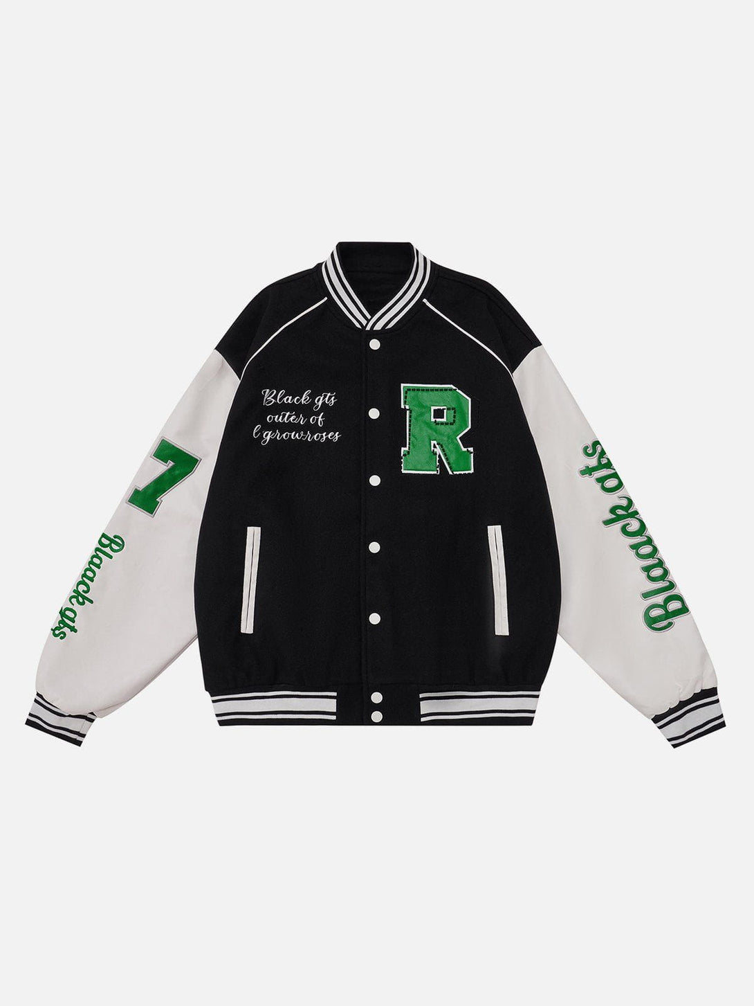 Ellesey - Vintage "R" Embroidery Varsity Jacket- Streetwear Fashion - ellesey.com