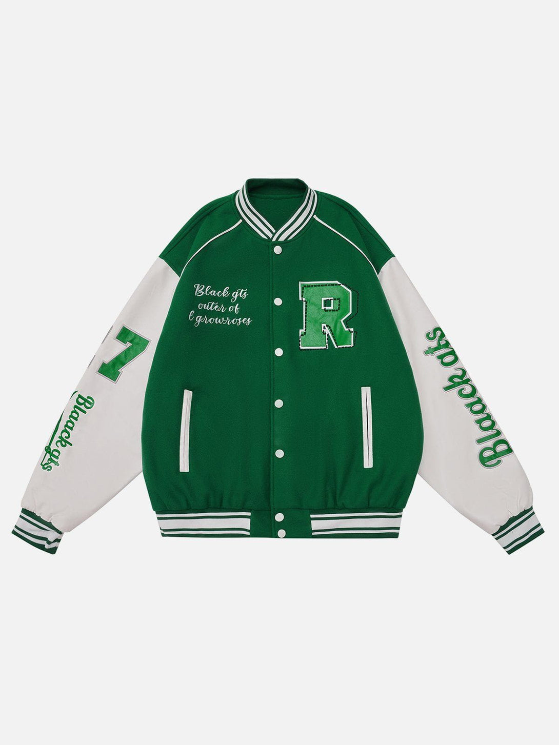 Ellesey - Vintage "R" Embroidery Varsity Jacket- Streetwear Fashion - ellesey.com