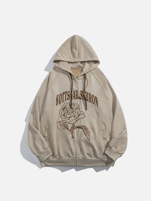 Ellesey - Vintage Rose Embroidery Hoodie- Streetwear Fashion - ellesey.com