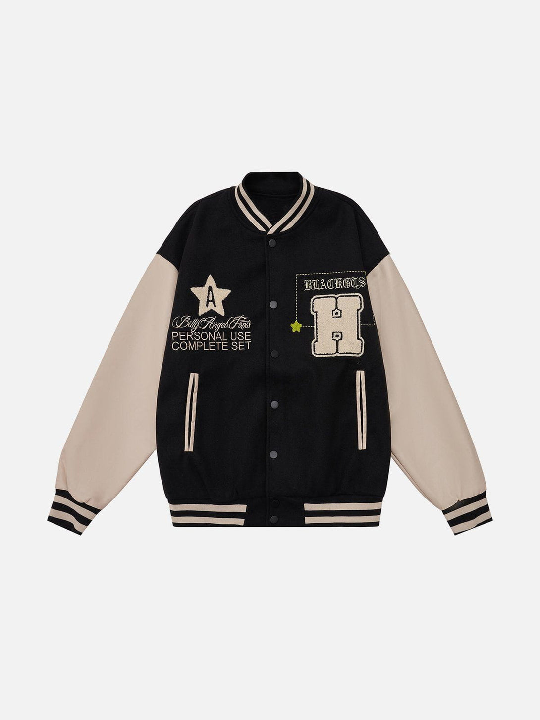 Ellesey - Vintage Rose Embroidery Varsity Jacket- Streetwear Fashion - ellesey.com