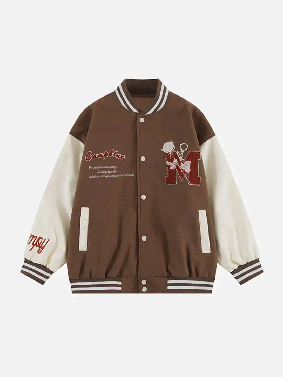 Ellesey - Vintage Rose Flocked Varsity Jacket- Streetwear Fashion - ellesey.com