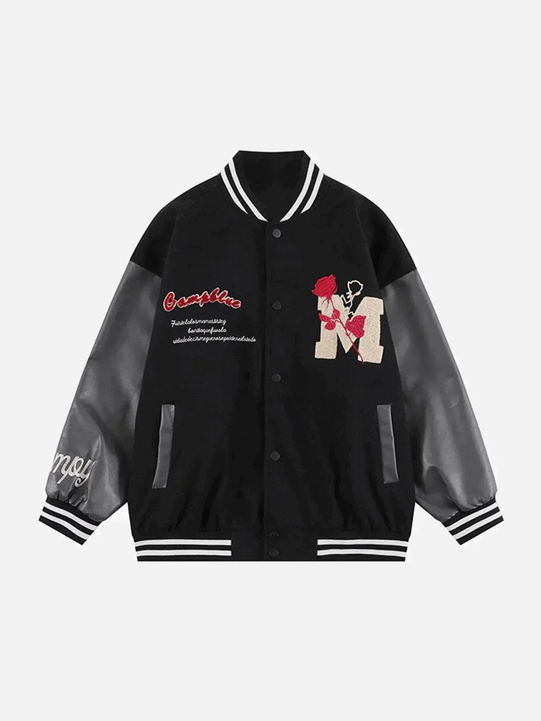 Ellesey - Vintage Rose Flocked Varsity Jacket- Streetwear Fashion - ellesey.com