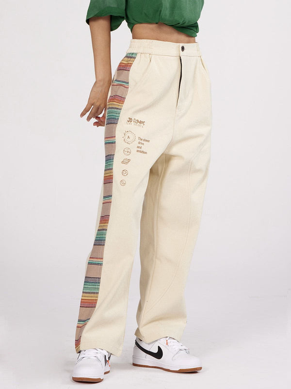 Ellesey - Vintage Side Rainbow Stitching Cropped Pants- Streetwear Fashion - ellesey.com