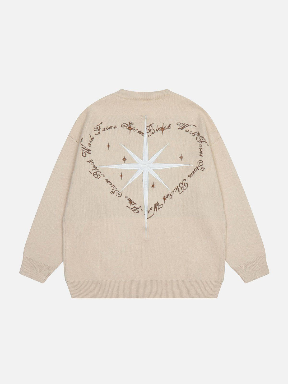 Ellesey - Vintage Star Heart Letter Jacquard Sweater-Streetwear Fashion - ellesey.com