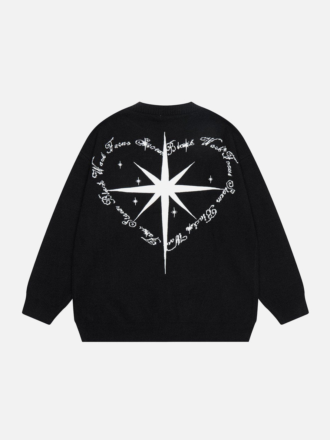 Ellesey - Vintage Star Heart Letter Jacquard Sweater-Streetwear Fashion - ellesey.com