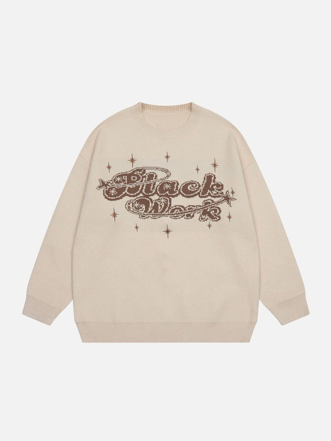 Ellesey - Vintage Star Heart Letter Jacquard Sweater-Streetwear Fashion - ellesey.com