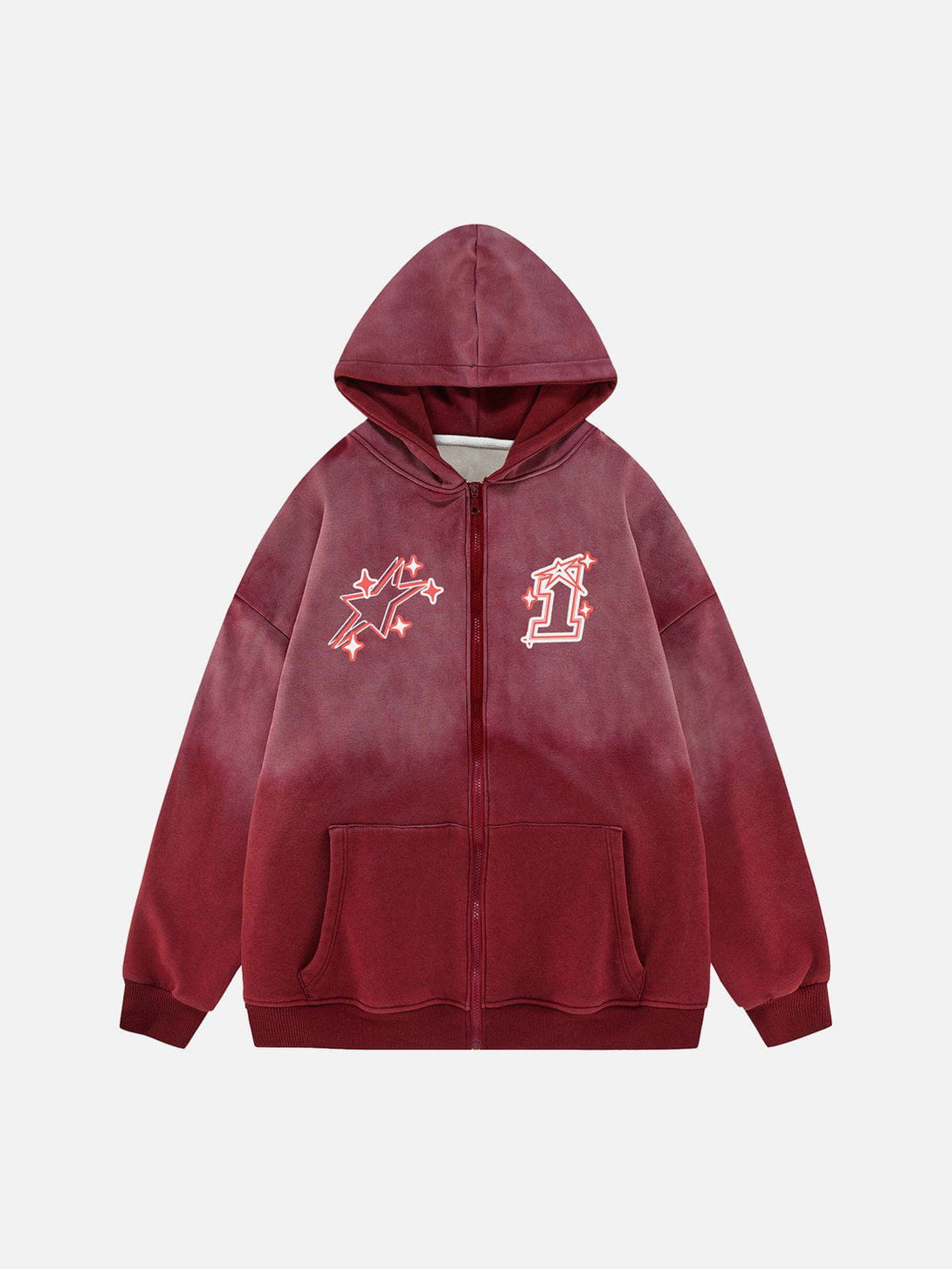 Ellesey - Vintage Wash Gradient Star Print Zip Hoodie- Streetwear Fashion - ellesey.com