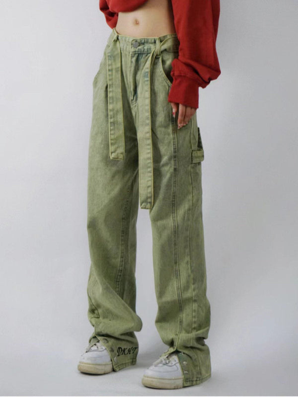Ellesey - Vintage Washed Button Slit Jeans- Streetwear Fashion - ellesey.com