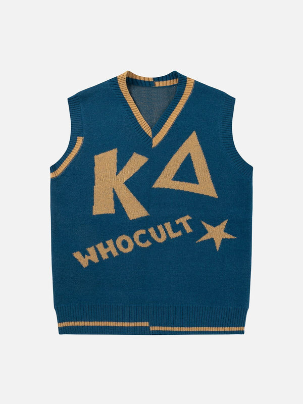 Ellesey - WHOCULT Embroidery Sweater Vest-Streetwear Fashion - ellesey.com