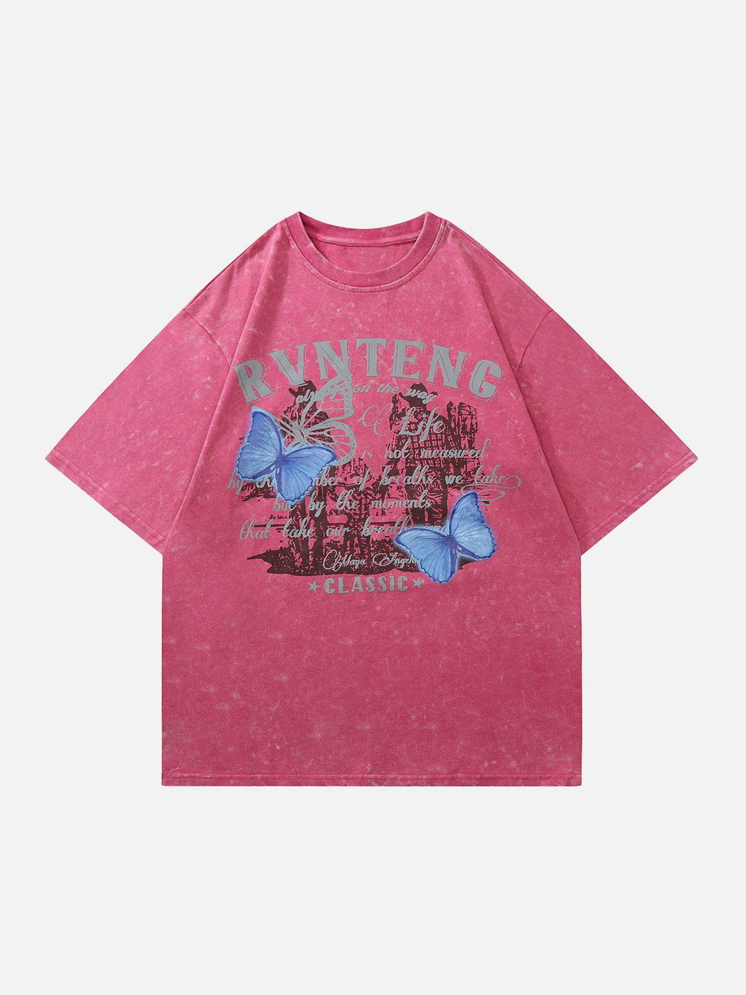 Ellesey - Washed Butterfly Letter Print Tee- Streetwear Fashion - ellesey.com