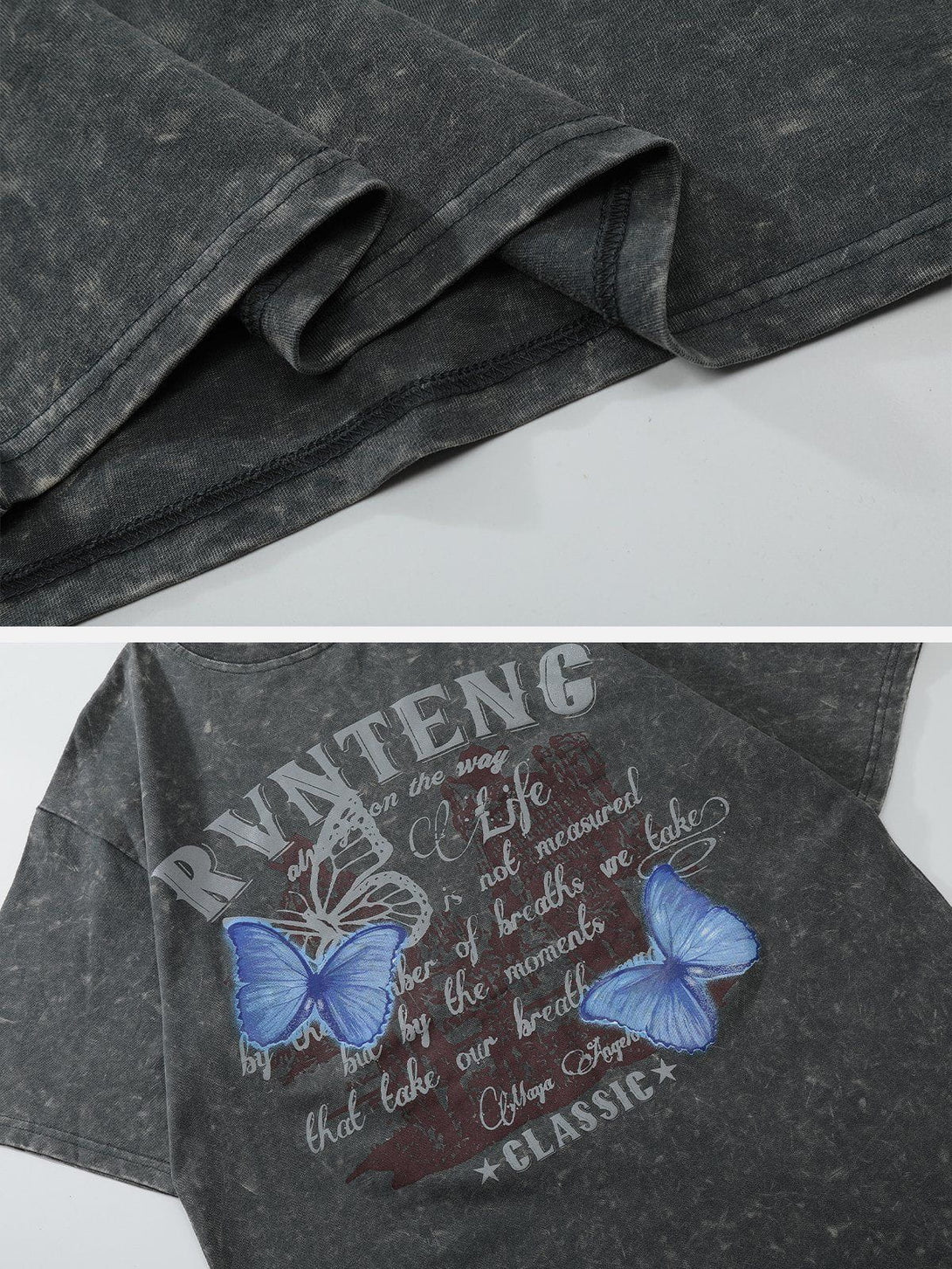 Ellesey - Washed Butterfly Letter Print Tee- Streetwear Fashion - ellesey.com