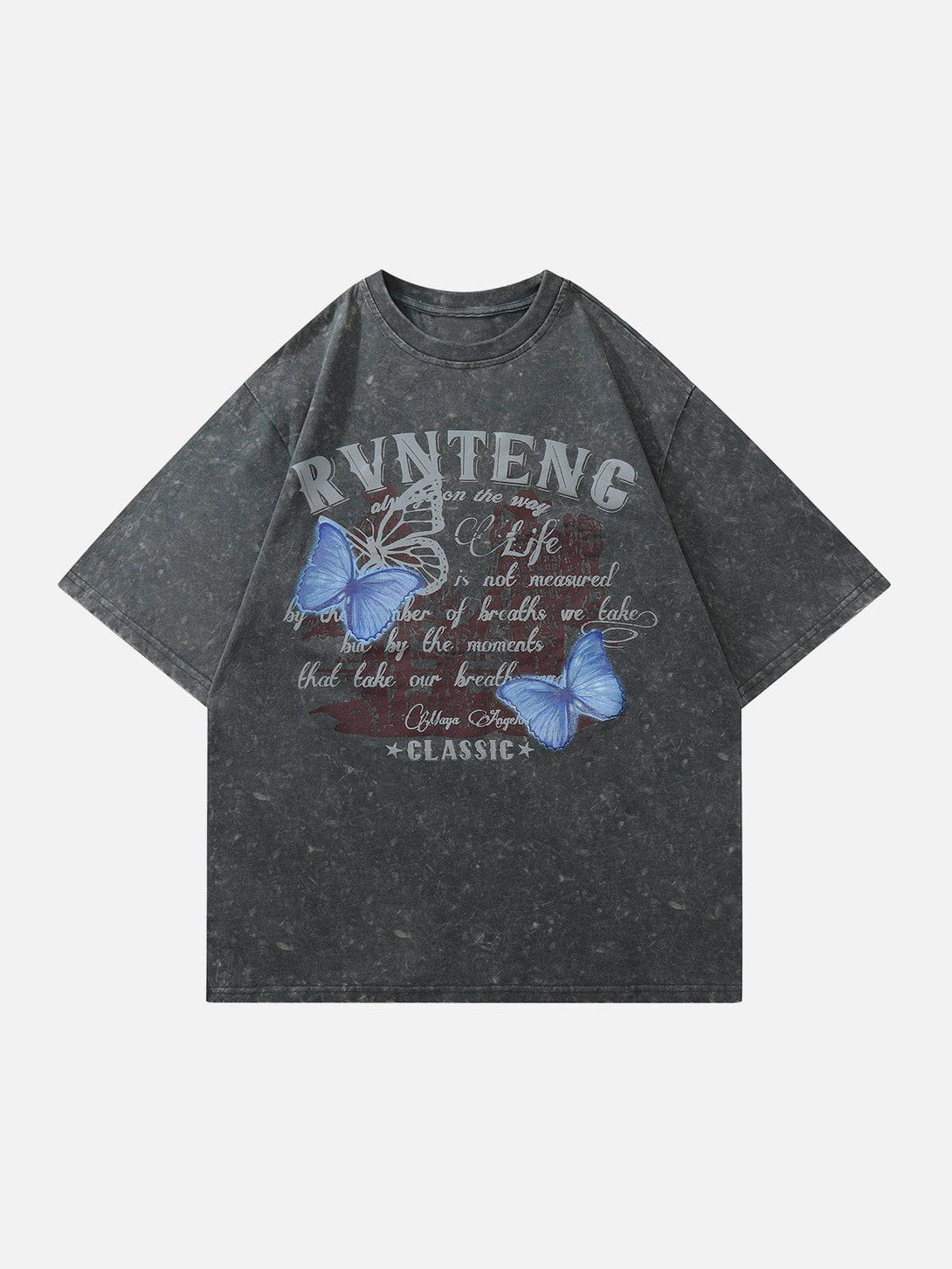 Ellesey - Washed Butterfly Letter Print Tee- Streetwear Fashion - ellesey.com