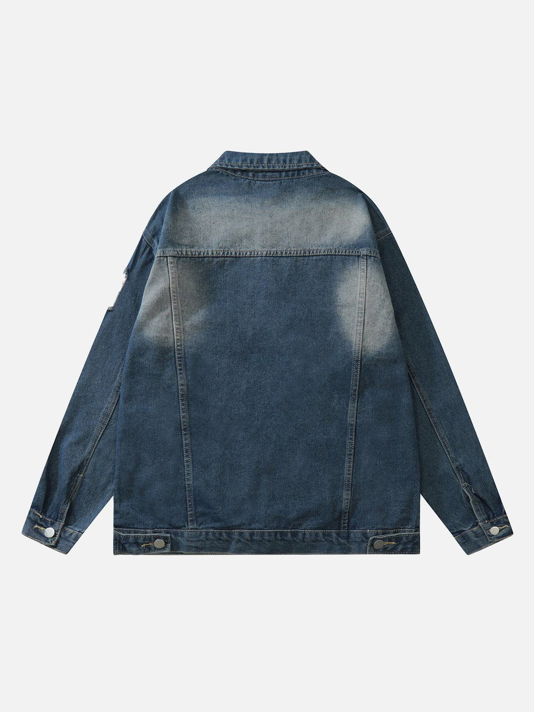 Ellesey - Washed Design Flocking Print Denim Jacket- Streetwear Fashion - ellesey.com