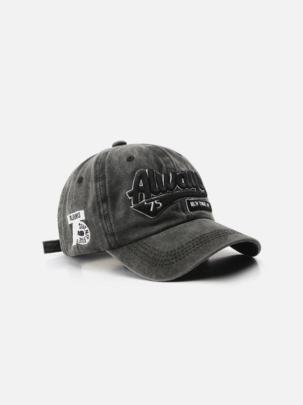 Ellesey - Washed Embroidered Letter Baseball Cap- Streetwear Fashion - ellesey.com