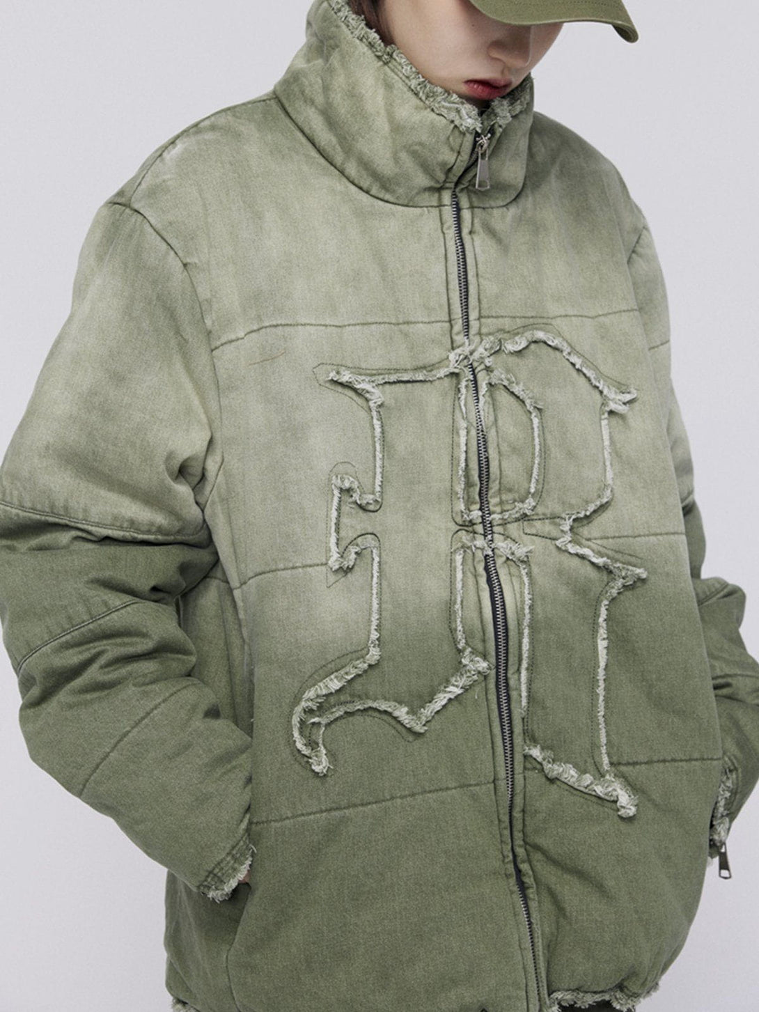 Ellesey - Washed Gradient Frayed Winter Coat-Streetwear Fashion - ellesey.com