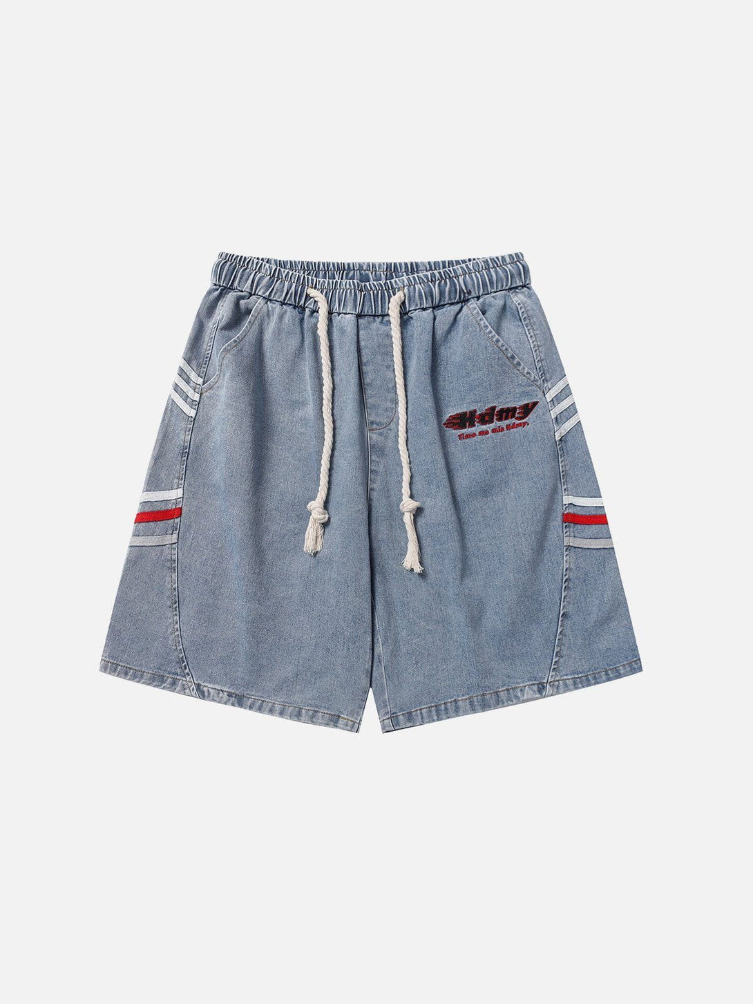 Ellesey - Washed Stripes Patchwork Denim Shorts- Streetwear Fashion - ellesey.com