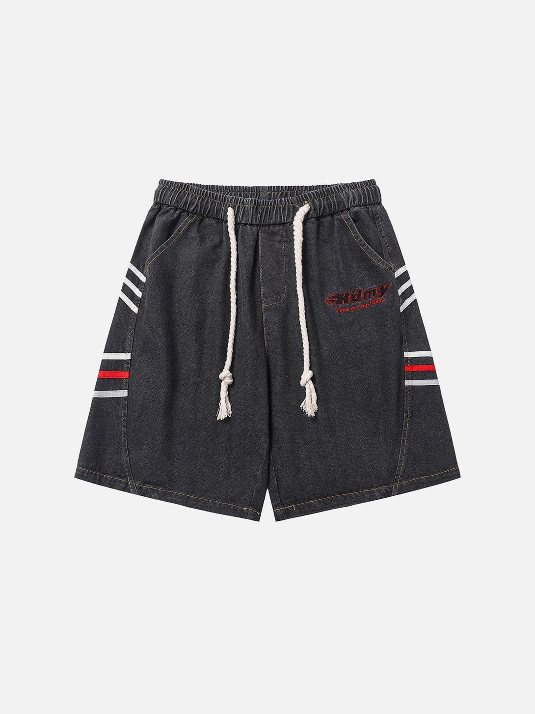 Ellesey - Washed Stripes Patchwork Denim Shorts- Streetwear Fashion - ellesey.com