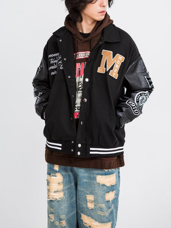 Ellesey - Western Cowboy Skull PU Varsity Jacket- Streetwear Fashion - ellesey.com