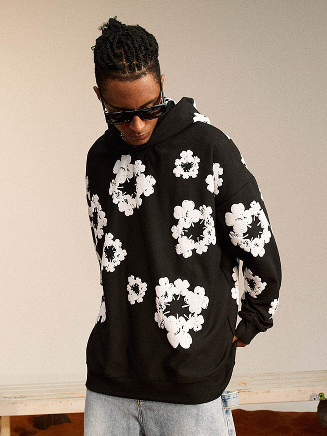 Ellesey - Winter Floral Print Hoodie- Streetwear Fashion - ellesey.com