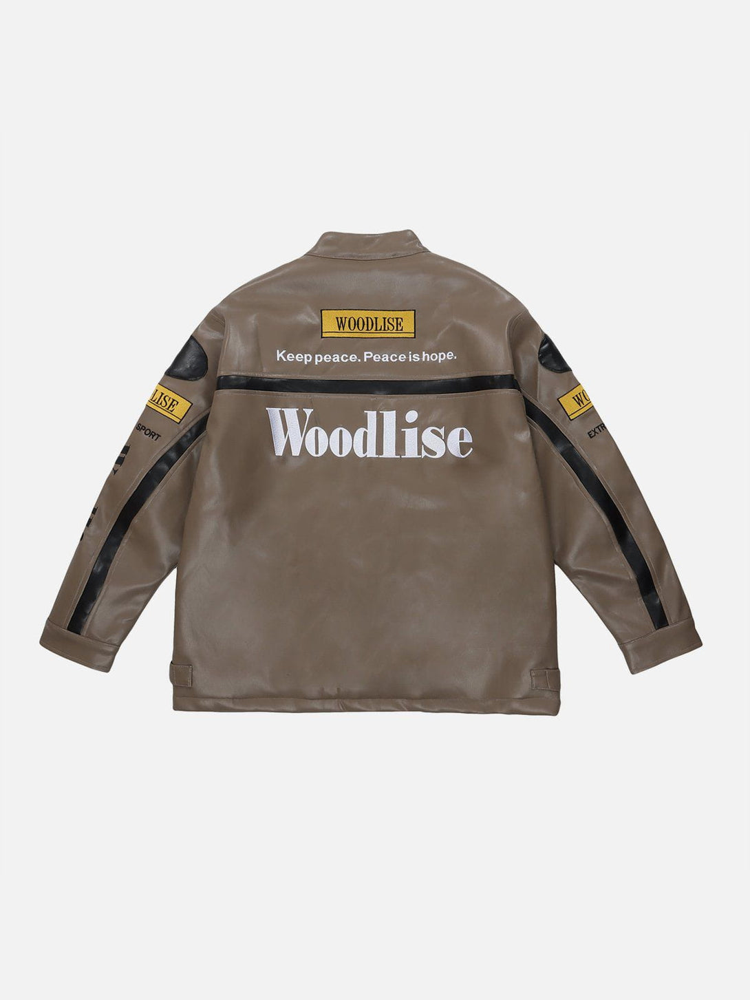 Ellesey - "Wood Lise" Embroidery Racing PU Jacket- Streetwear Fashion - ellesey.com