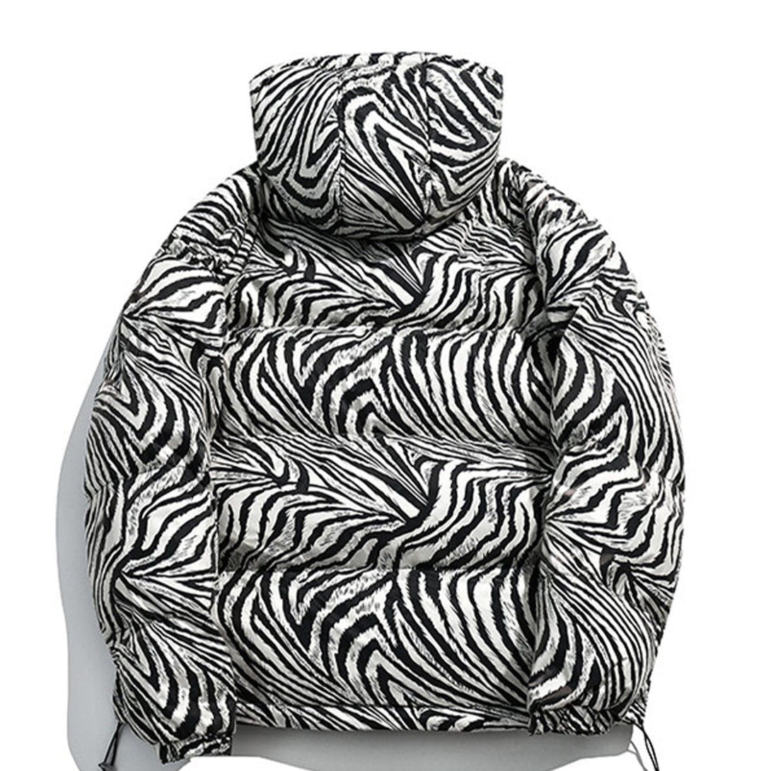 Ellesey - Zebra Pattern Hooded Puffer Jacket- Streetwear Fashion - ellesey.com