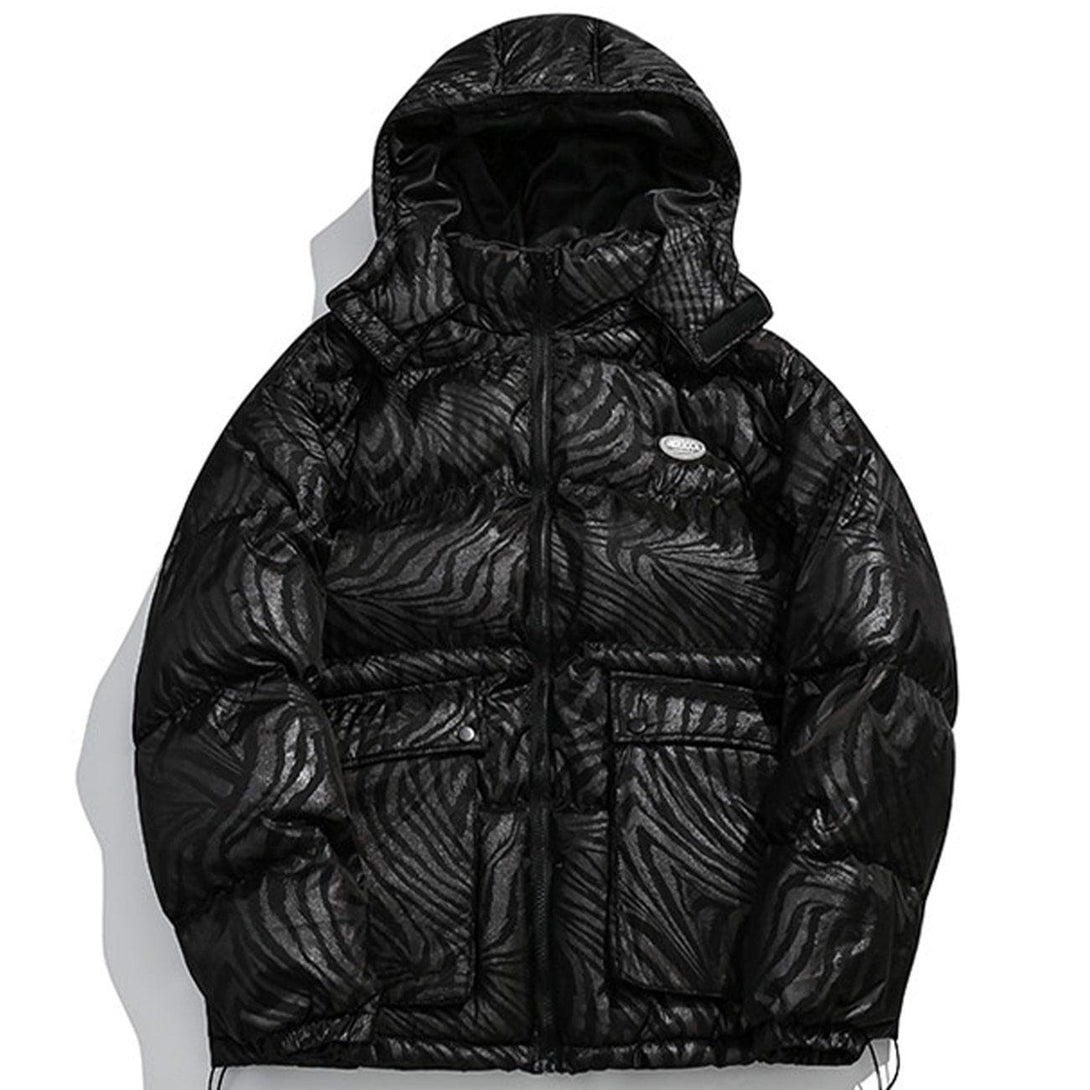 Ellesey - Zebra Pattern Hooded Puffer Jacket- Streetwear Fashion - ellesey.com