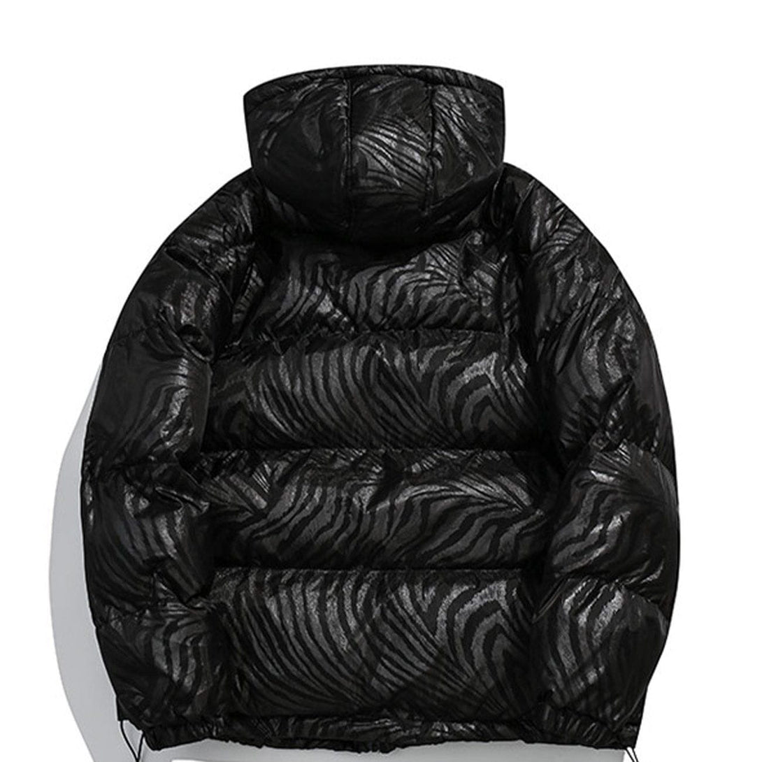 Ellesey - Zebra Pattern Hooded Puffer Jacket- Streetwear Fashion - ellesey.com