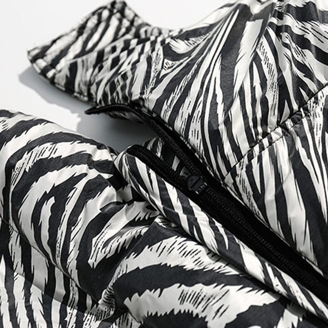 Ellesey - Zebra Pattern Hooded Puffer Jacket- Streetwear Fashion - ellesey.com