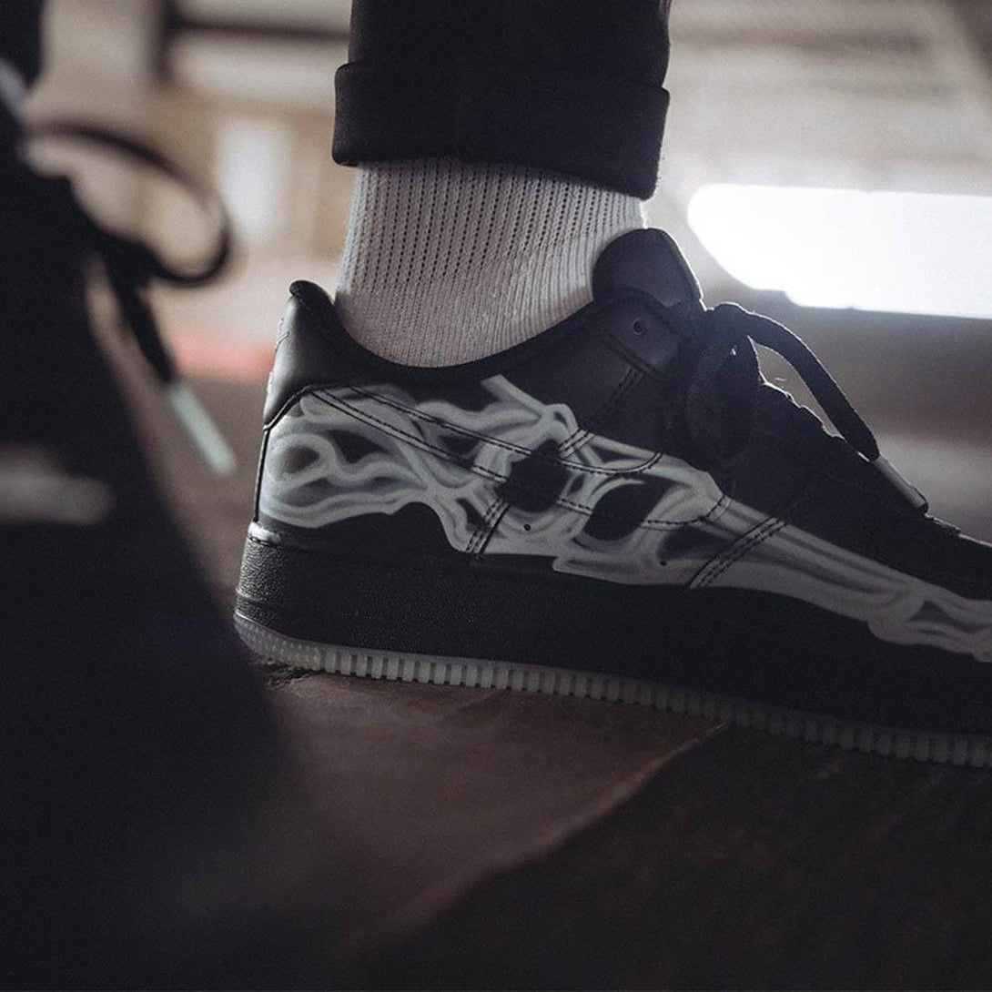 Nike Air Force 1 '07 QS 'Black Skeleton'- Streetwear Fashion - ellesey.com