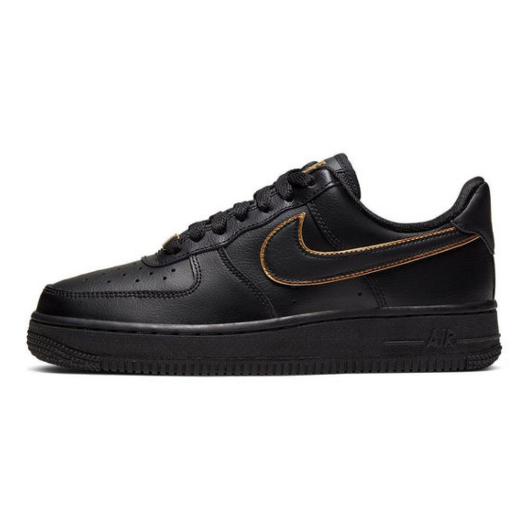 Nike Air Force 1 Low '07 Essential 'Black Gold Swoosh'- Streetwear Fashion - ellesey.com